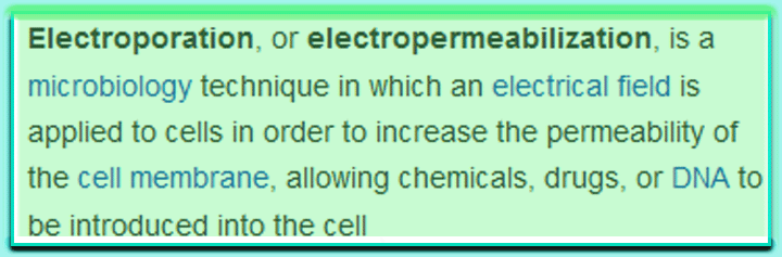 There is a process called ELECTROPORATION where a nano-second pulse of voltage is applied across a cell.